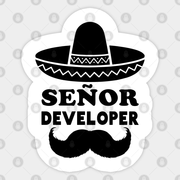 Señor Developer (Senior Developer) - Black Sticker by shirtonaut